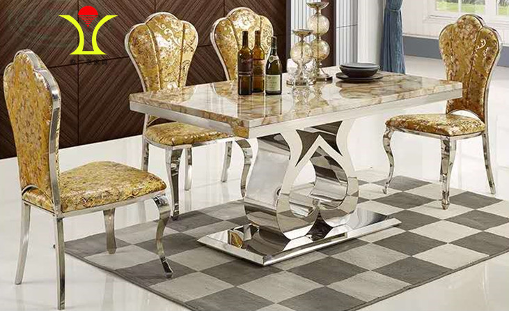 鑫广意不锈钢西餐桌椅坚固耐用实用方便配套和谐美观因此受到了大家的欢迎